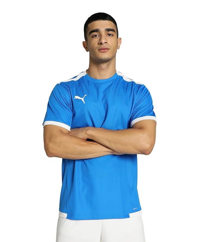 Puma Men's teamLIGA Football Jersey | Lightweight and Sweat Proof Polyester Sports Crew Neck Training T-Shirt for Men | Breathable Athletic T-Shirt for Football & Sports